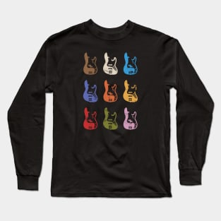 Bass Guitar Bodies Colorful Theme Long Sleeve T-Shirt